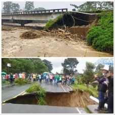 Hundimiento de puentes y obstrucción de carreteras por temporal lluvioso en Omoa