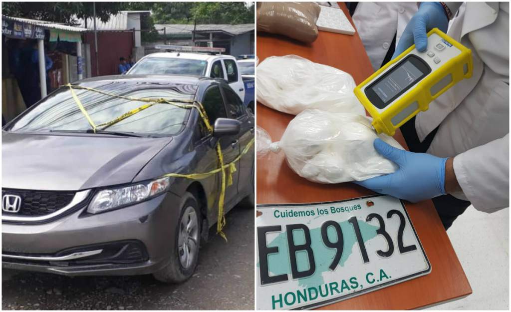 Policía decomisa vehículo con ocho kilos de cocaína valorada en 2.8 millones de lempiras