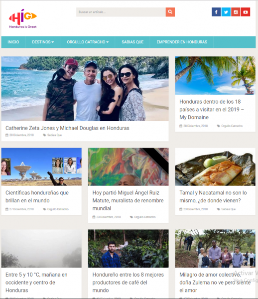 Portal de "Honduras is Great", creado por Fernando Carías