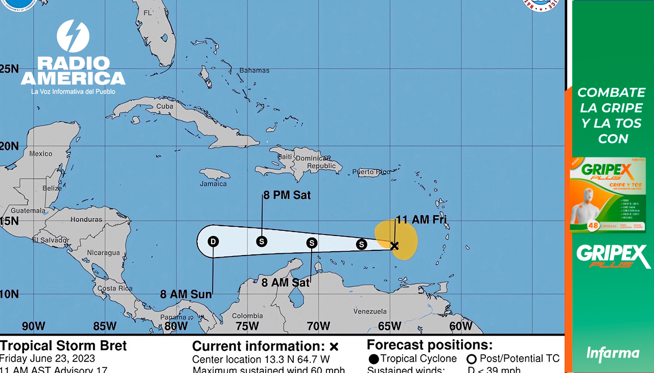La tormenta tropical Cindy se fortalece rumbo a las Antillas Menores y Bret se disipa en el Caribe