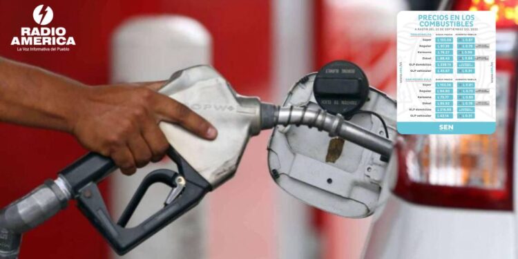 Combustibles registran incremento a partir del 22 de septiembre