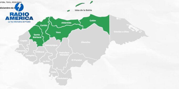 Alerta Verde para seis departamentos por lluvias producto de masa de aire frÃo