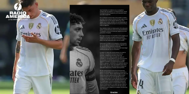 Valverde: «En ningún momento mi compañero me golpeó, lo siento, me duele por la situación»